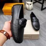 Louis Vuitton Loafer Matte Leather With LV Logo In Black - Image 4