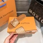 Louis Vuitton Lock It Flat Raffia Mules Brown - Image 7