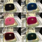Gucci GG Marmont Small Camera Bag Velvet Wine Red 23Cm - Image 3