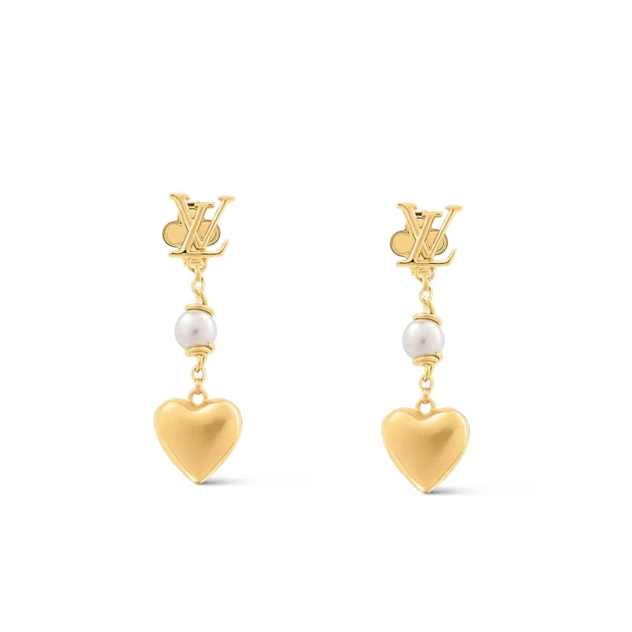 TBNB-1-74 Louis Vuitton LV Heart Earrings Gold M01011 - Image 1