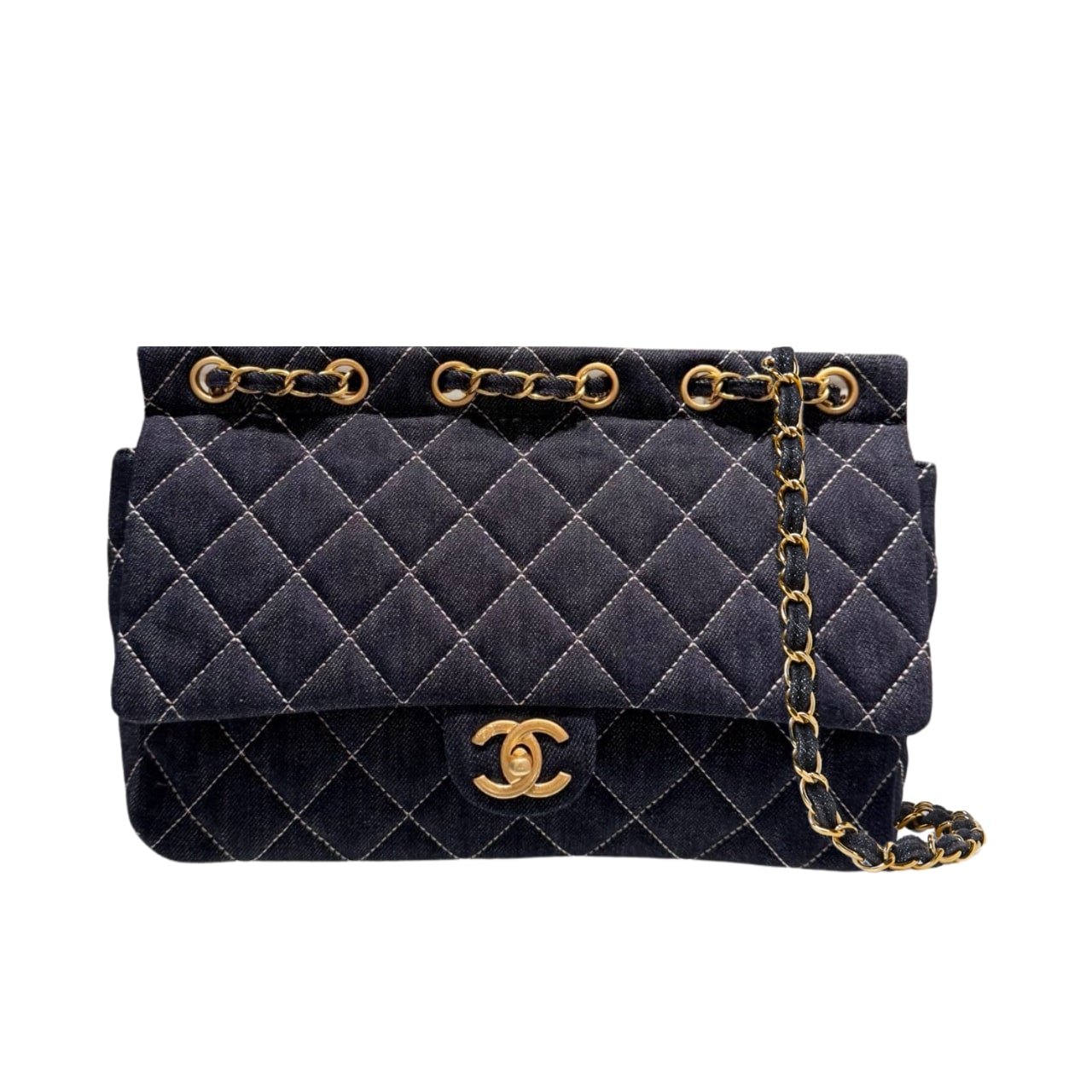 TBNB-2-14 Chanel Classic Flap Bag In Denim Dark Blue 30Cm - Image 1