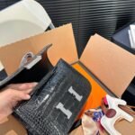 Hermes Mini Constance 19 Shiny Alligator Palladium Hardware Black 19Cm - Image 6