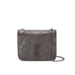 Saint Laurent Niki Vintage Leather Chain Wallet Beige 19Cm