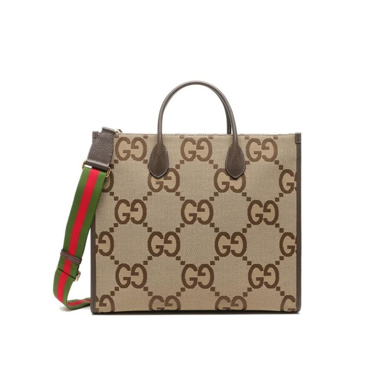 Thumbnail-56-1 Gucci Tote Bag With Jumbo Camel And Ebony Jumbo GG Canvas 37cm 678839 UKMDG 2570 - Image 1