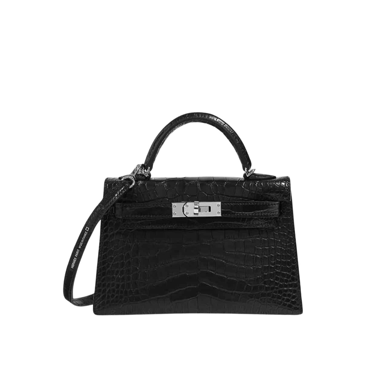 Thumbnail-57-1 Hermes Kelly Mini Handbag Matte Alligator Black 20Cm - Image 1