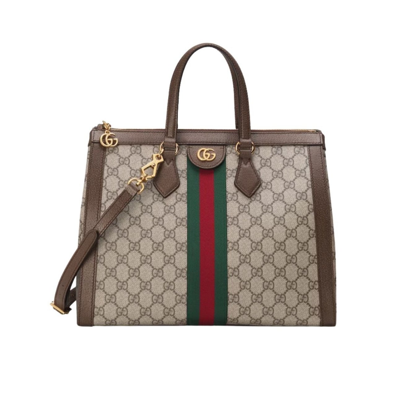 Thumbnail-57-2 Gucci Ophidia GG Medium Tote Bag Beige & Brown With Web Detail 33cm GG 524537 K05NB 8745 - Image 1