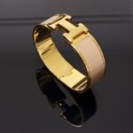 Hermes Clic H Wide Bracelet Gold & Beige - Image 3
