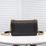 Chanel Boy Medium Handbag Grained And Gold Tone Metal Black 25Cm - Image 8
