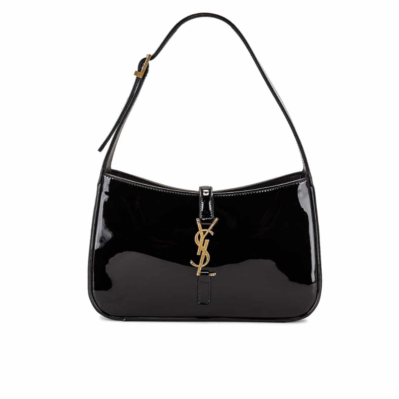 vel-36 Saint Laurent Le 5 A 7 Patent Hobo Bag In Shiny Black 25Cm - Image 1