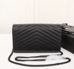 Saint Laurent Cassandre Matelassé Chain Wallet In Grain De Poudre Embossed Black Noir 22Cm 377828BOW081000 - Image 3