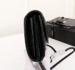 Saint Laurent Cassandre Matelassé Chain Wallet In Grain De Poudre Embossed Black Noir 22Cm 377828BOW081000 - Image 6
